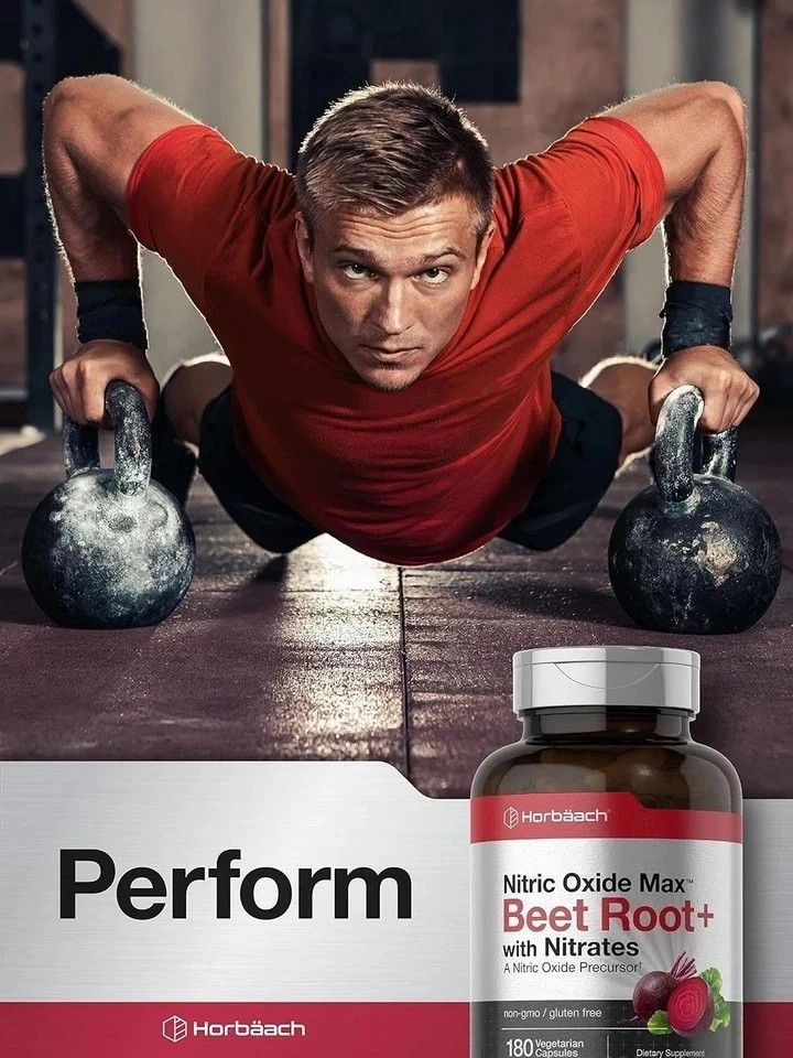 3 PACKS Nitric Oxide Beet Root Capsules | With Nitrates | 180 Count |by Horbaach
