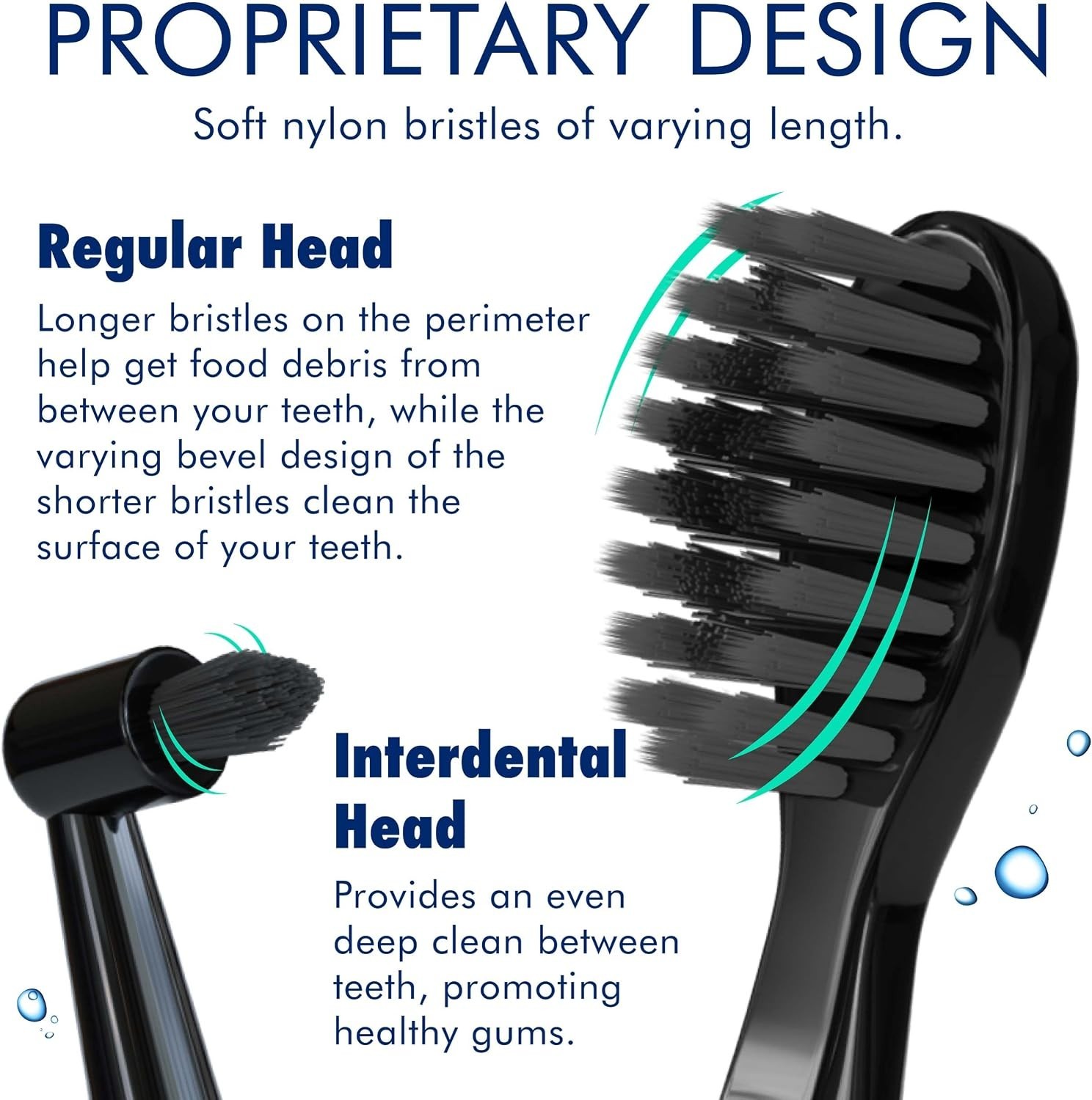 Solo Electric Toothbrush Rechargeable 10 Brush Heads Interdental Charcoal Blue