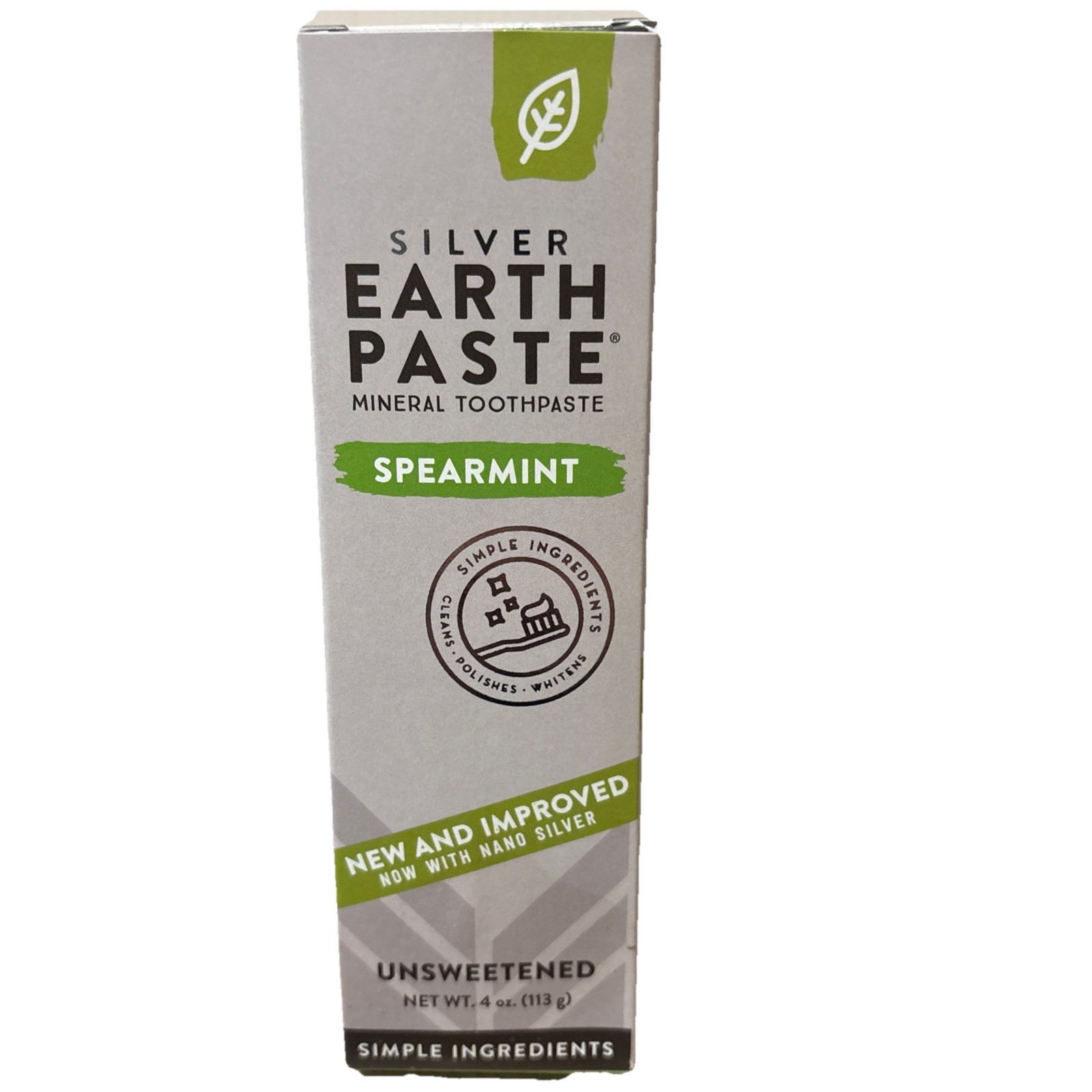 Redmond Earthpaste Spearmint Non-Fluoride Toothpaste w/ Silver 4oz BB 06/2027