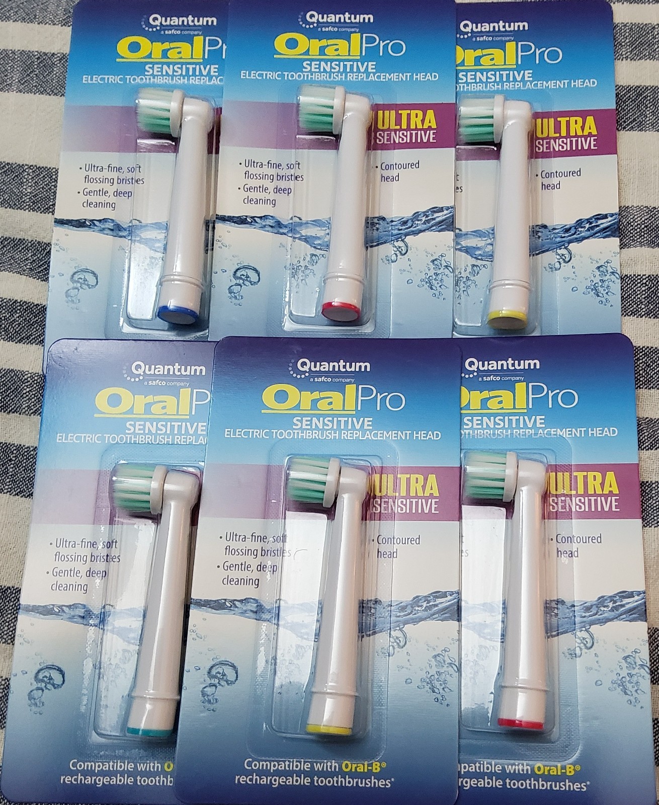 Ultra-Sensitive Head Replacement Toothbrush Electric Oral-B Pro Quantum 6 Pcs