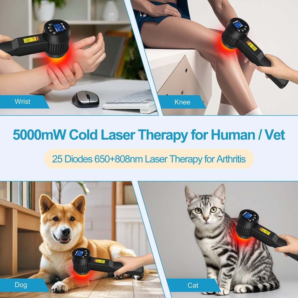 25 Diode 5W Cold Laser Therapy Device 650nm 808nm Home Pet Use for Pain Relief