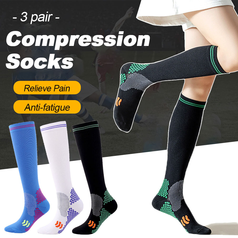 Knee High Compression Solid Tube Soccer Football Sport Socks for Kid Youth Adult