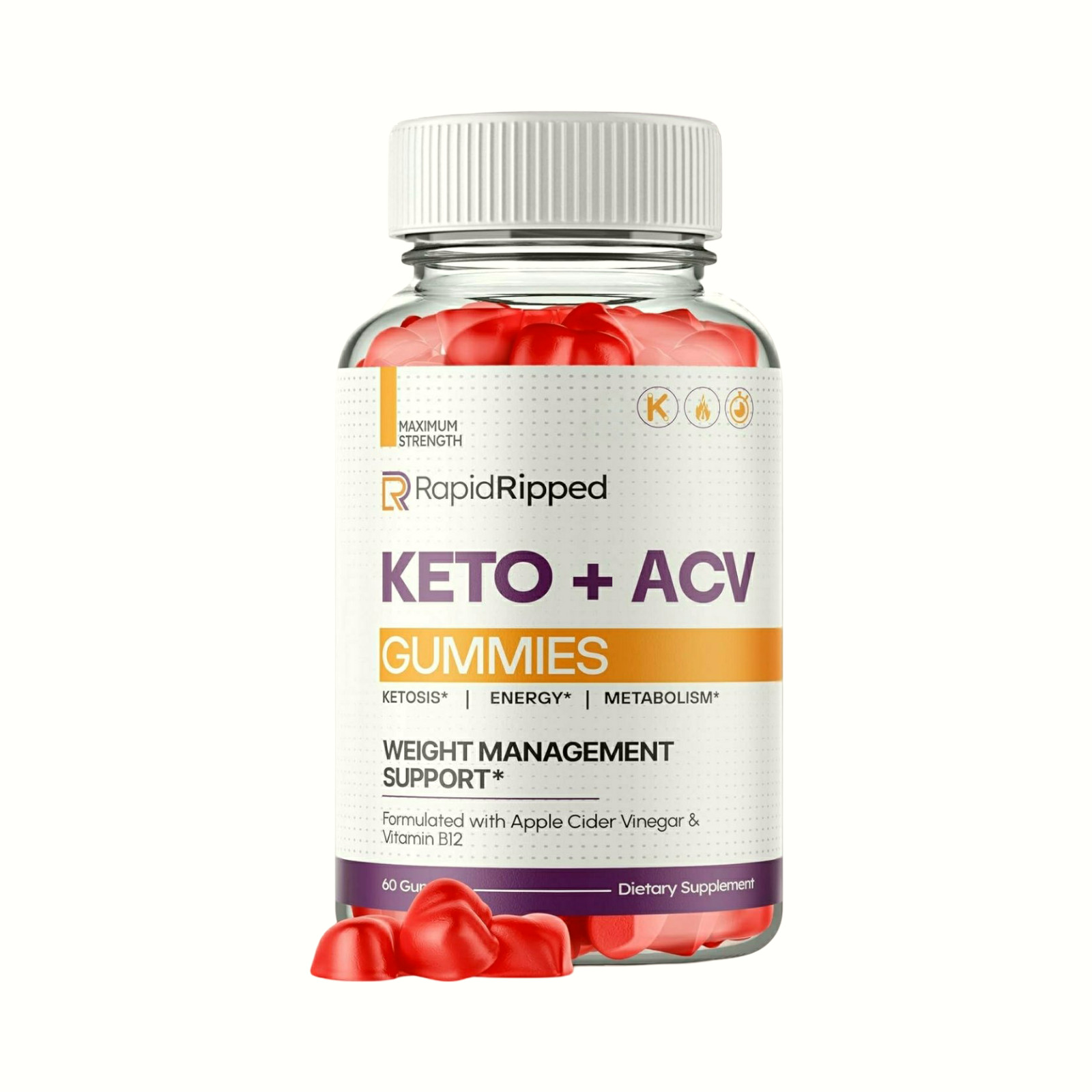 Rapid Ripped ACV Gummies, RapidRipped For Weight Management – 60 Gummies