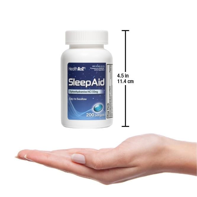 HealthA2Z® Sleep Aid | Diphenhydramine 50mg | 200 200 Count (Pack of 1), Blue