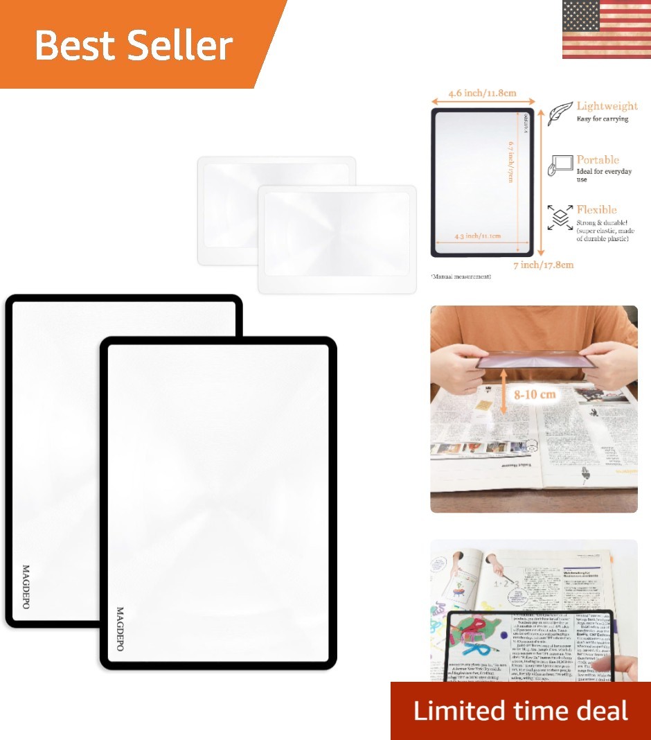 Flexible 3X Magnifying Sheet – Ideal for Low Vision Reading & Convenience