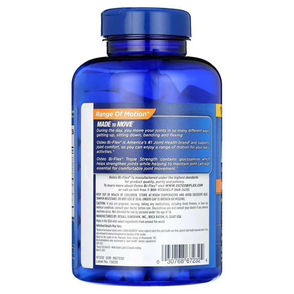 3 Pack Osteo Bi-Flex Triple Strength Dietary Supplement 200 Tablets / Exp 2028