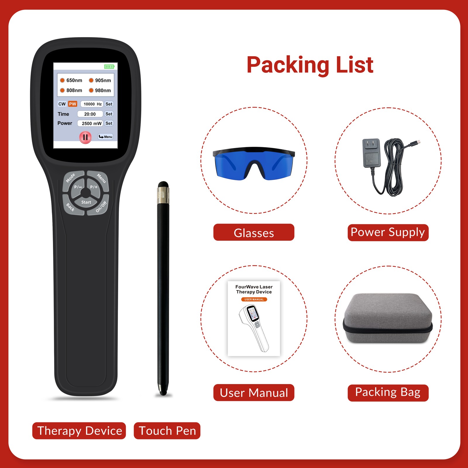 650nm 808nm 905nm 980nm LLLT Light Device Cold Laser Therapy for Pain Relief DA