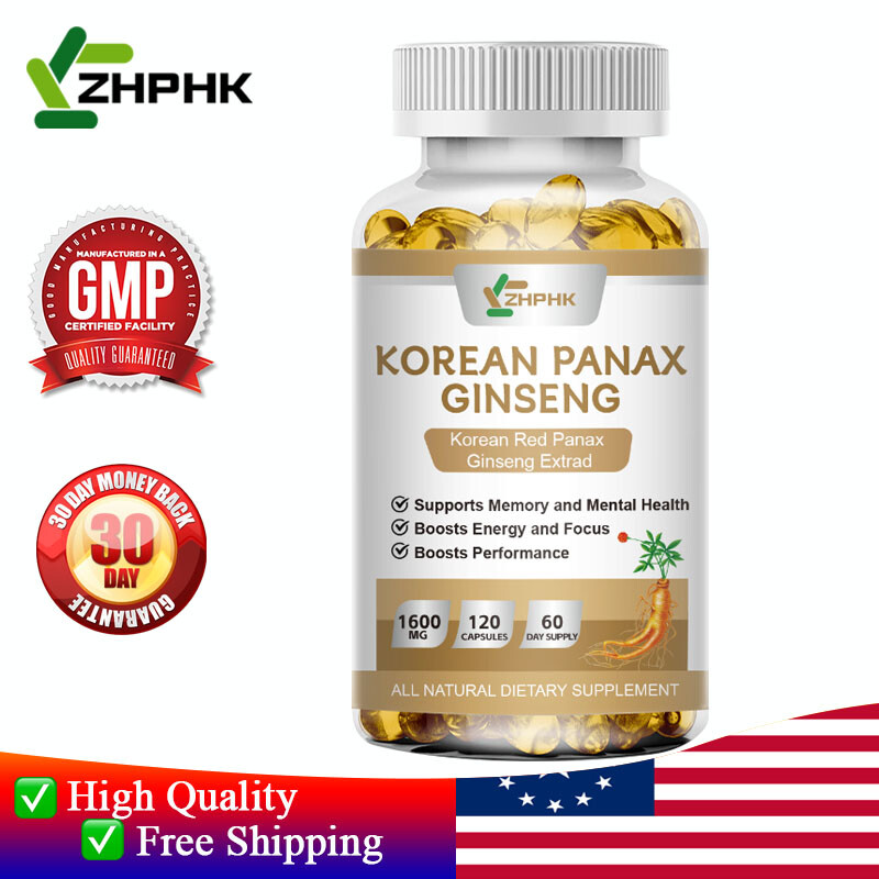 Korean Red Panax Ginseng 1600mg – Energy & Endurance, Male Testosterone Booster