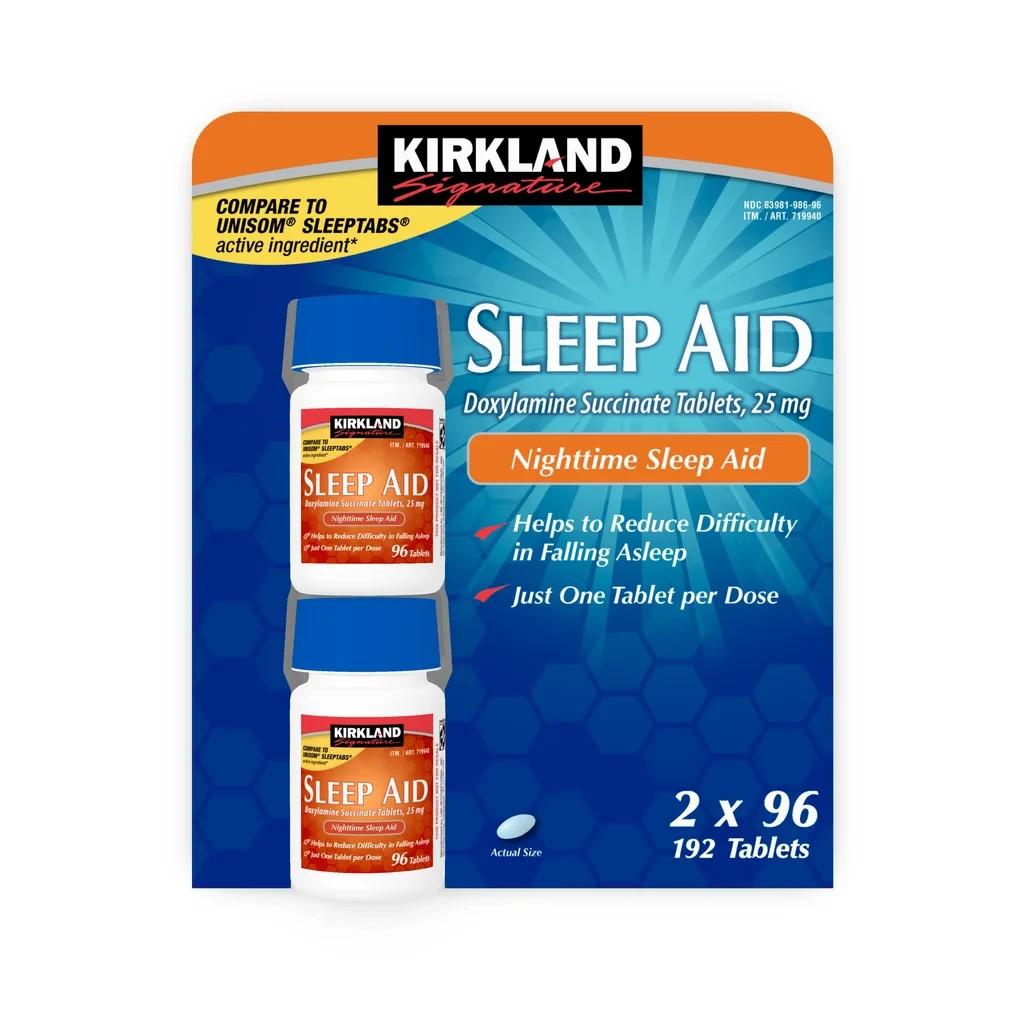 Kirkland Signature Sleep Aid Doxylamine Succinate Sleep Aid 25 Mg 96-384 tablets