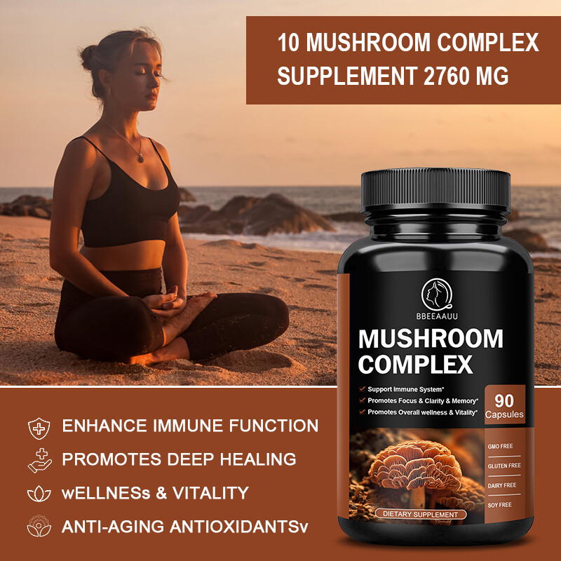 Mushroom Complex Supplement, Lions Mane, Reishi, Shiitake, Immune 60 Capsules