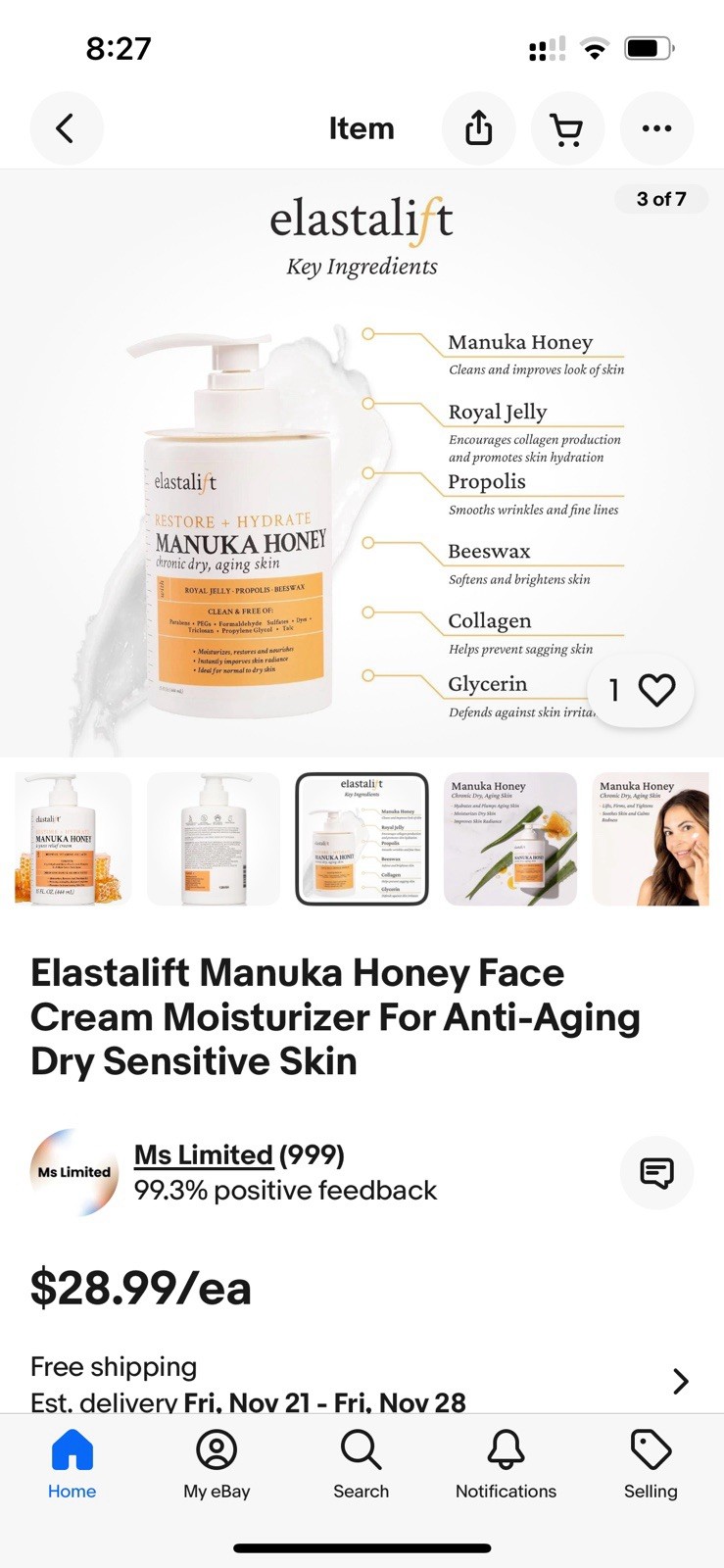 ❤️MANUKA HONEY Restore + Hydrate Dryness Relief Cream 15 oz FREE SHIPPING ❤️