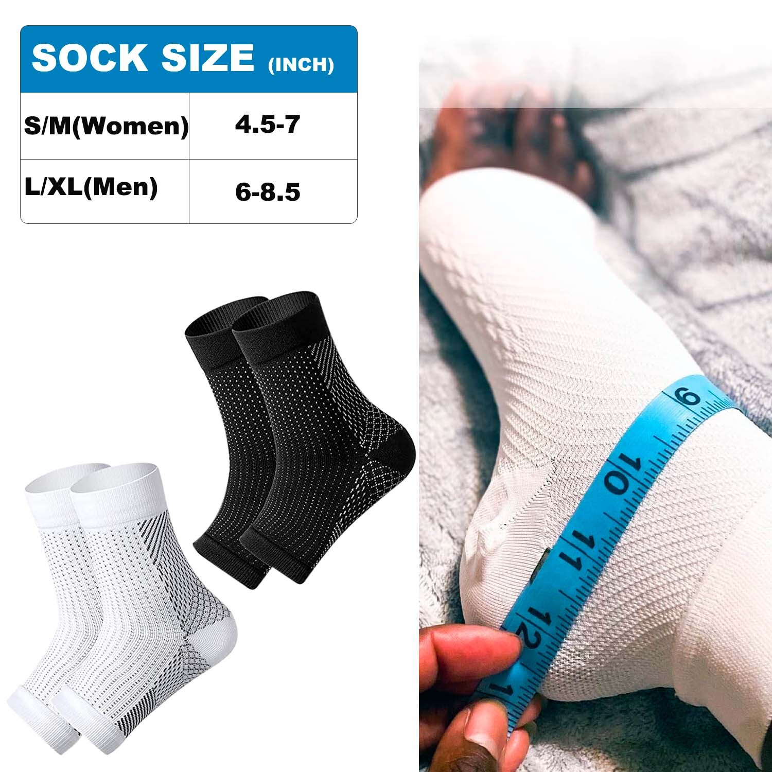 Nylon Ankle Support Brace Compression Sleeve Socks Elastic Foot Pain Relief USA