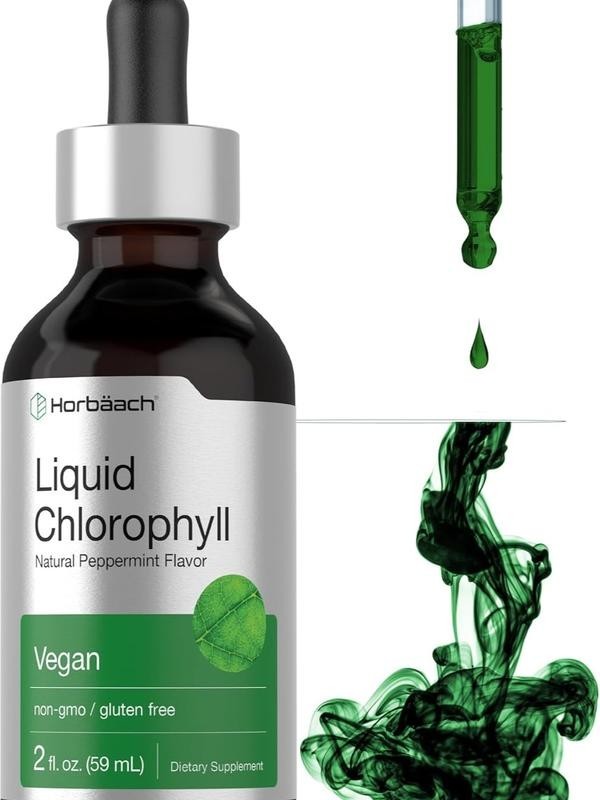 Horbäach Liquid Chlorophyll Drops | 2 oz | Natural Peppermint Flavor | Vegan
