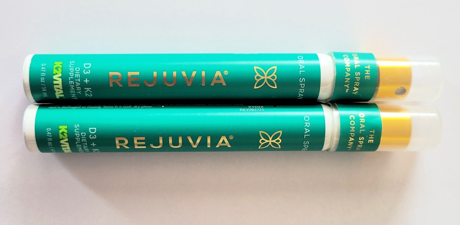 Two Rejuvia D3 + K2 Dietary Supplement Oral Spray 0.47 fl oz Sealed Exp 05/27