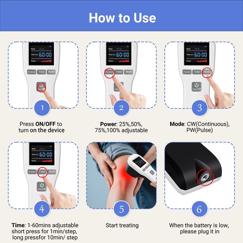 Cold Laser Therapy LLLT Device NIR Red Light For Pain Relief 16x650nm+4x808nm