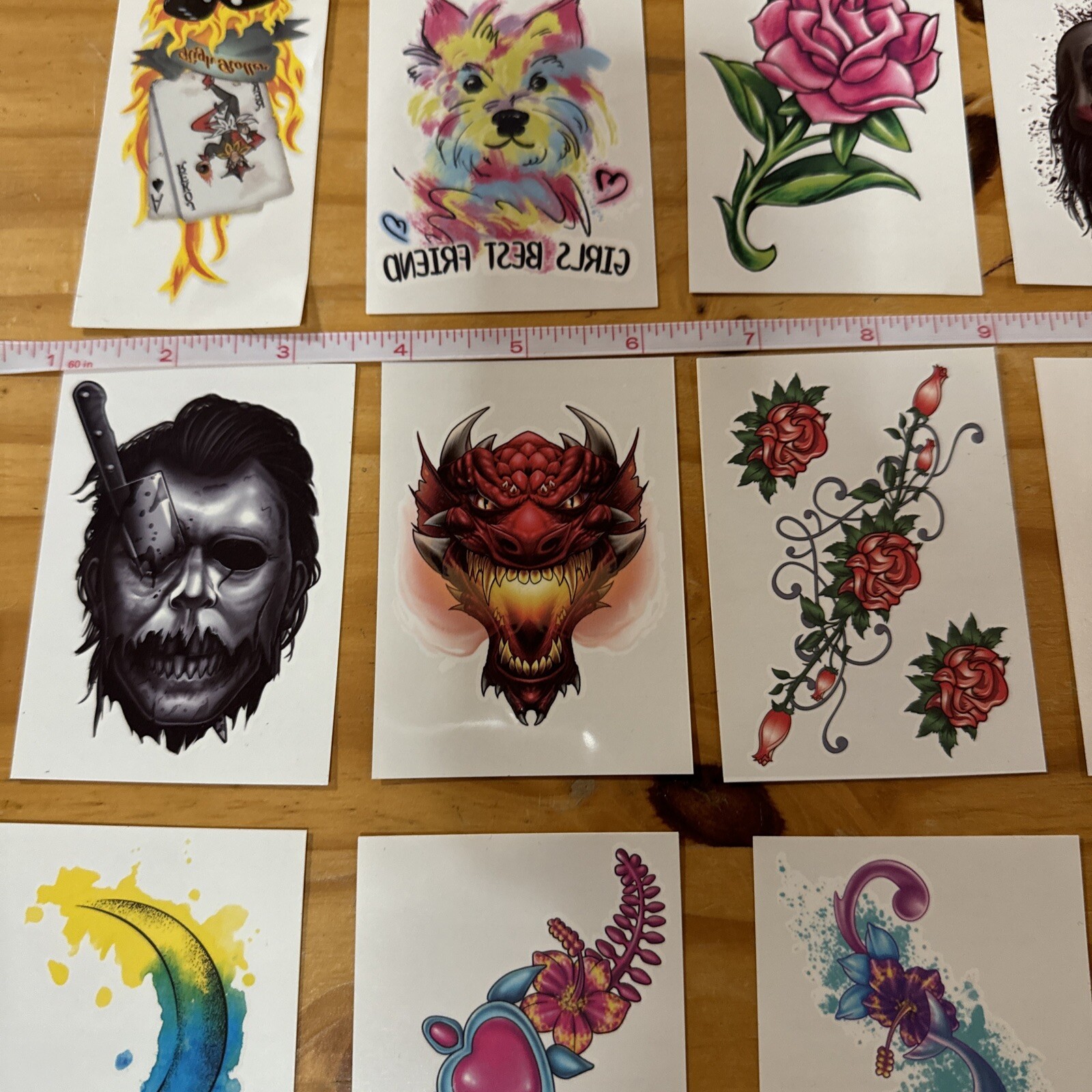 Rub on tattoo. Adult. Teens. Assorted Designs. Temporary Tattoo Lot Of 11 NEW!!