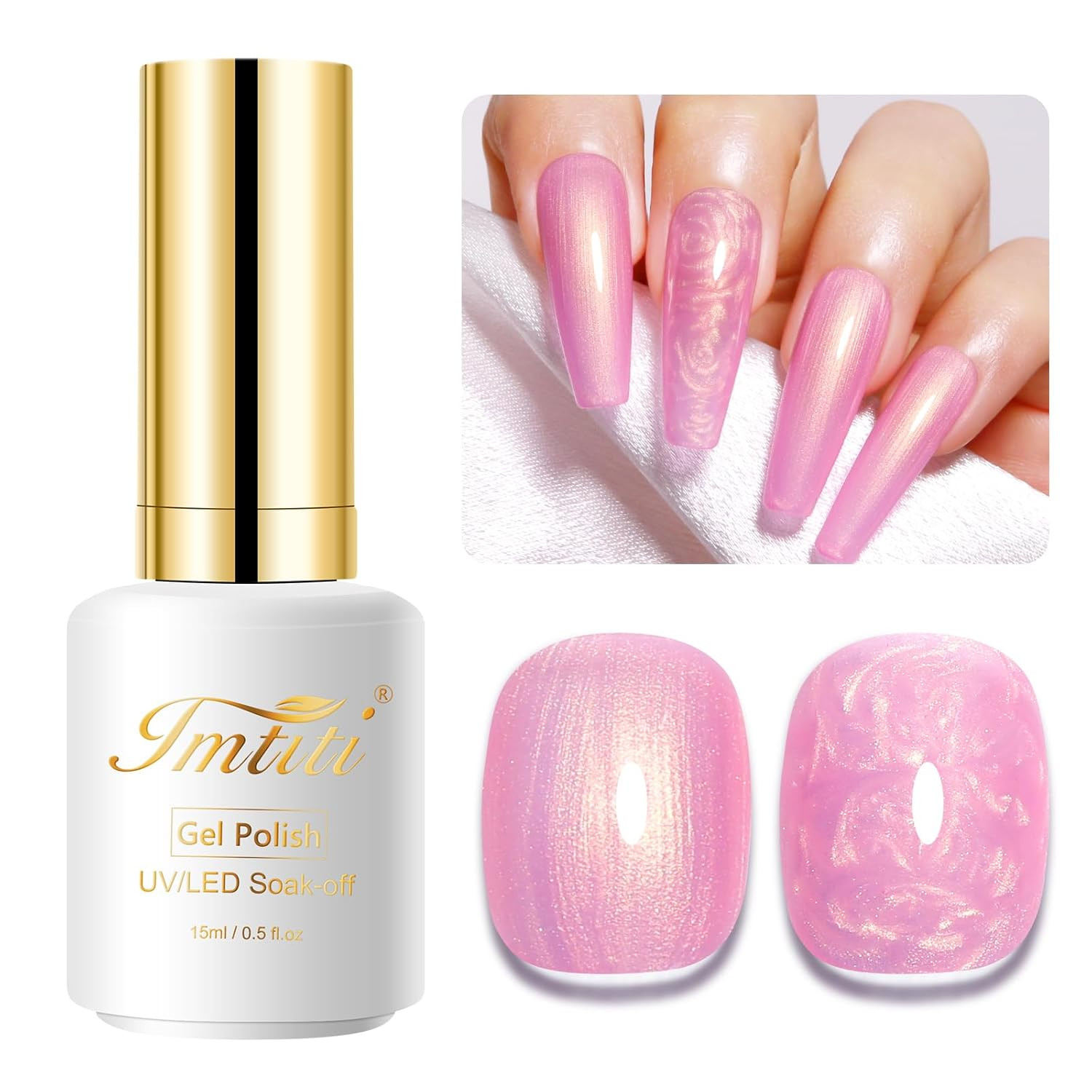 Shell Aurora Mermaid Crème Pink Gel Nail Polish, 0.5Fl.Oz Pearl Glitter Shimmer