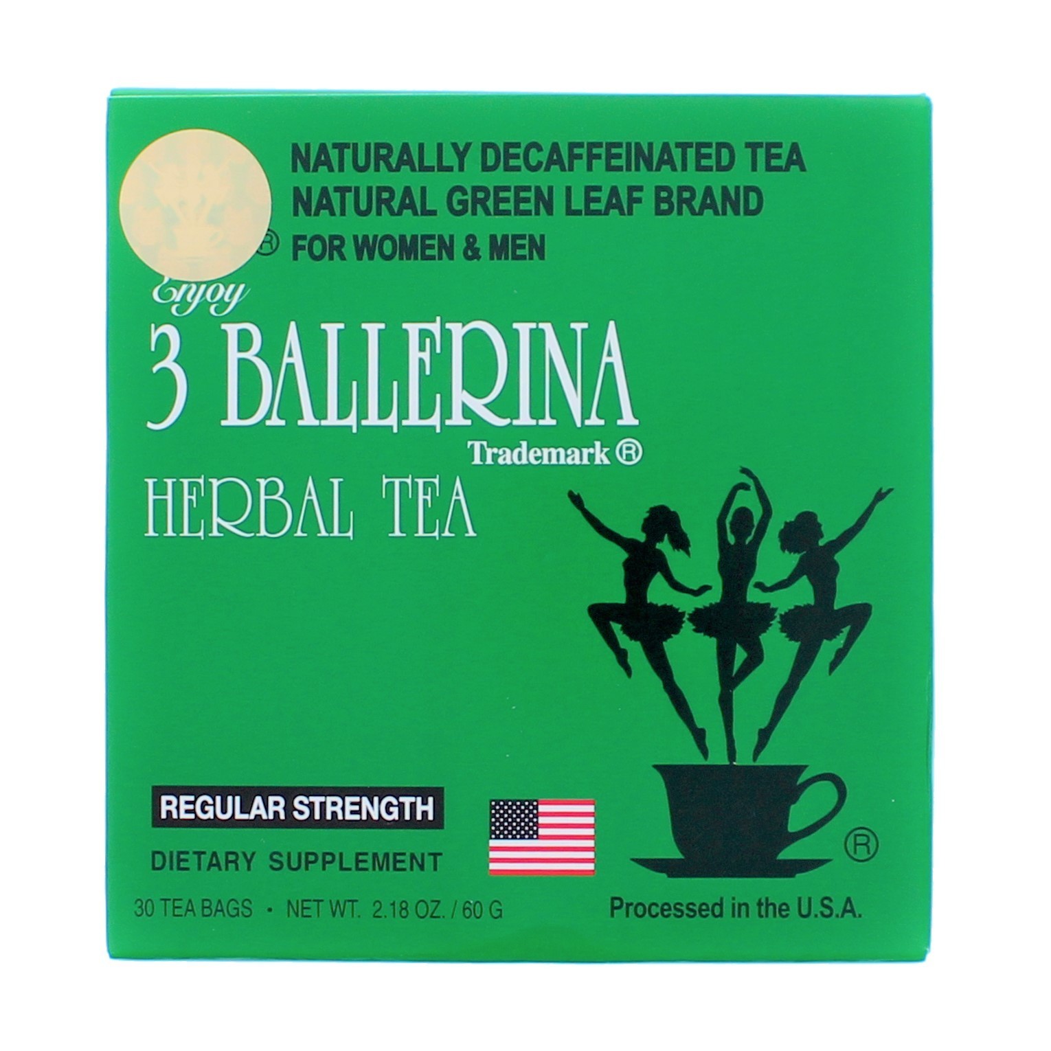 3 Ballerina Herbal Detox Tea (Regular Strength x 30 Tea Bags x 2.18 oz)