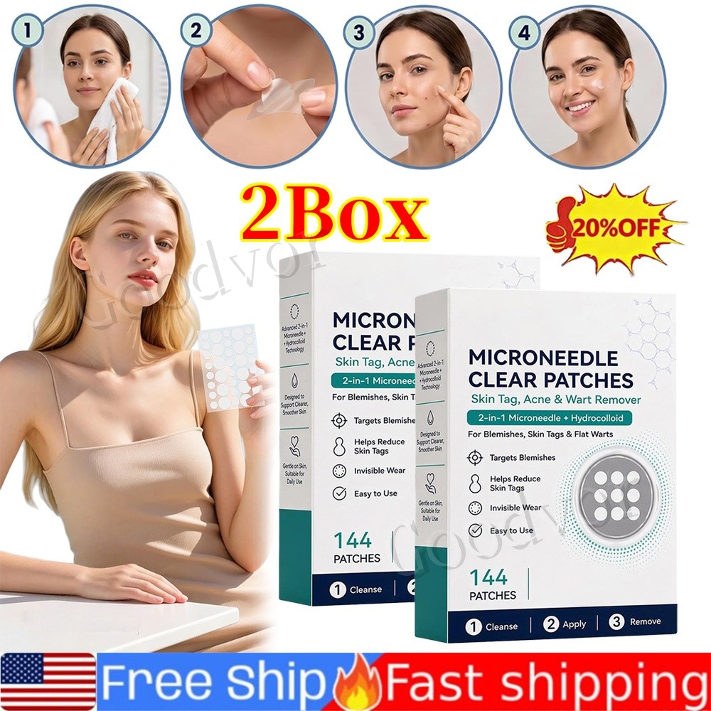 2X Microneedle Clear Patches, 2-in-1 Microneedle Hydrocolloid Patch Blemish Care