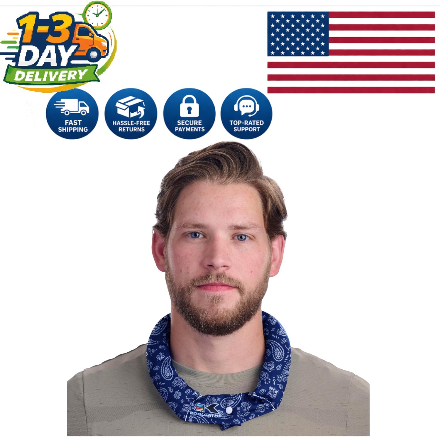 Blue Paisley Cooling Neck Wrap – Durable, Reusable, Ideal for Active Lifestyles