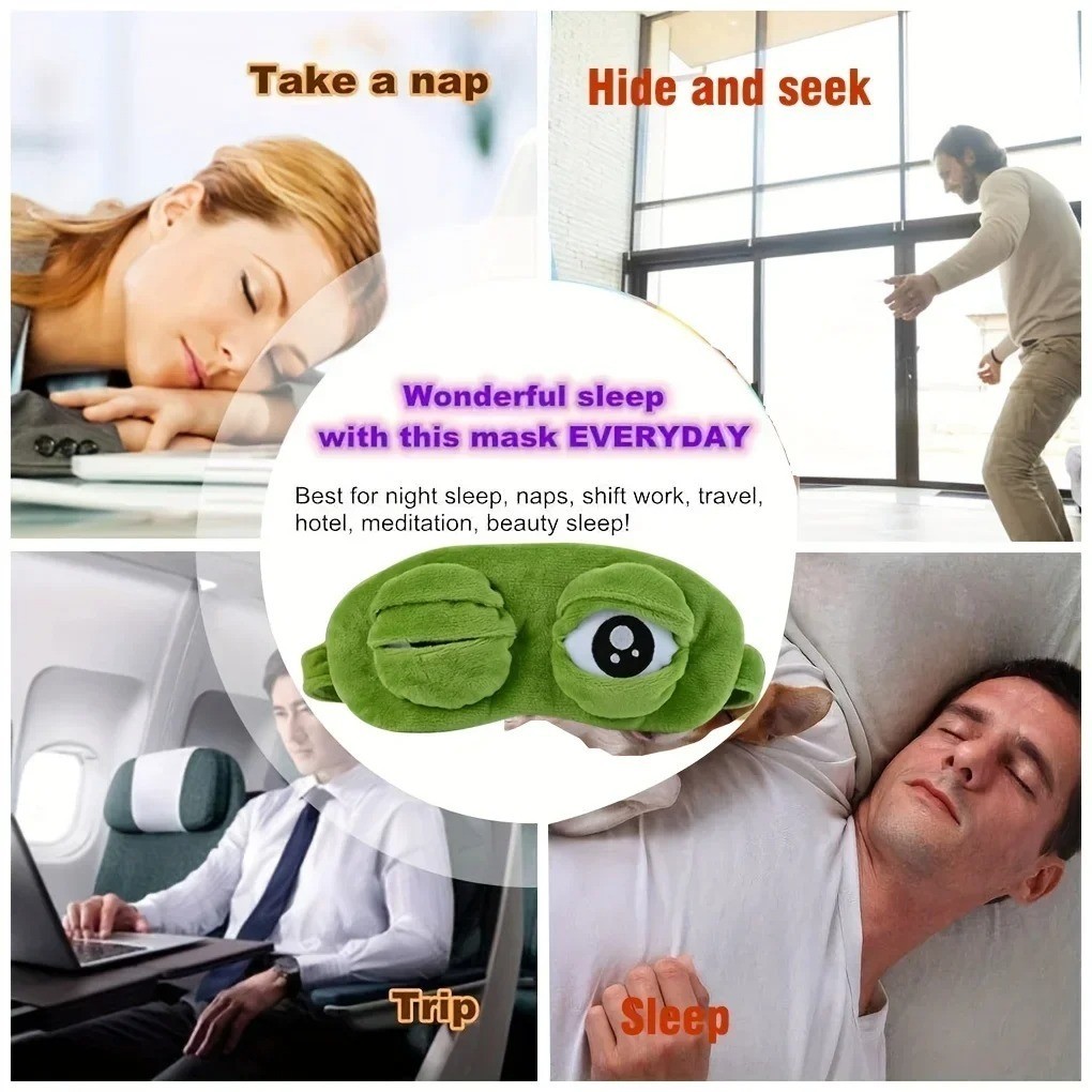 3D Frog Sleep Mask Cartoon Soft Blindfold Travel Eye Shade for Men Women