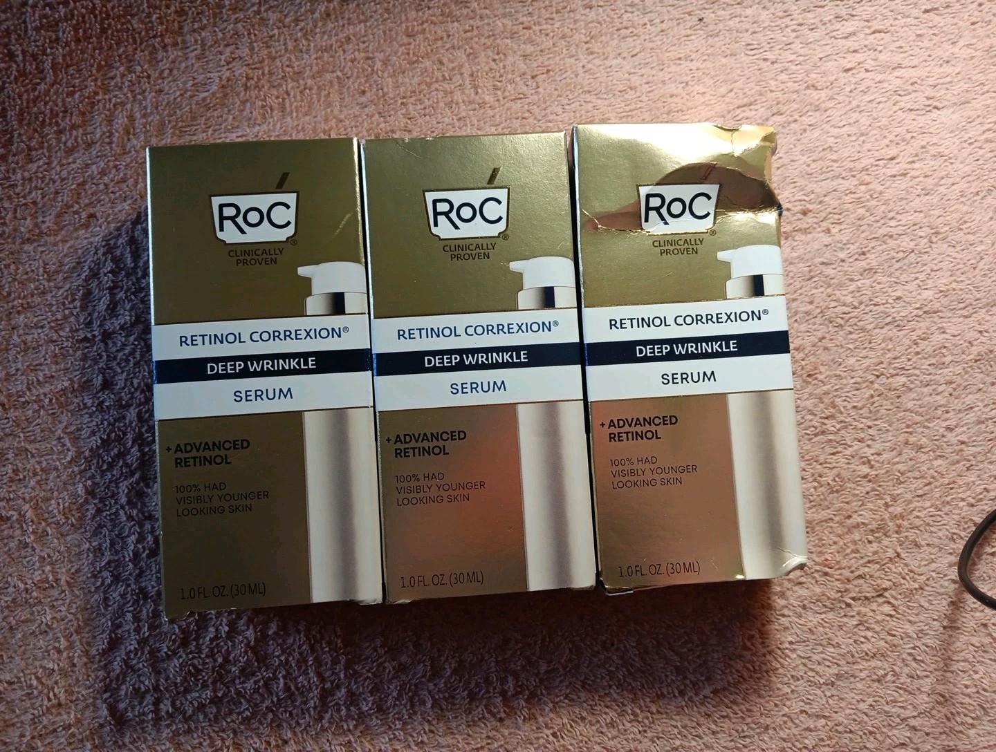 3 RoC Retinol Correxion Deep Wrinkle Anti-Aging Facial Serum-1 fl oz Each (O7)