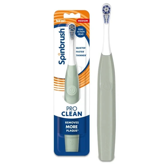 Spinbrush NEW PRO CLEAN Battery Powered Electric Toothbrush for Adults, Medium B