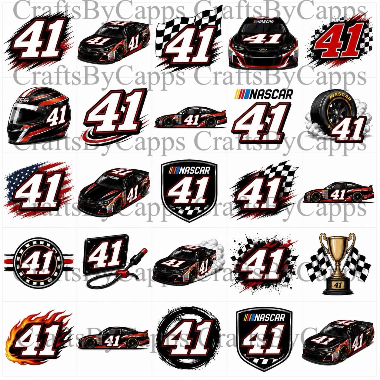 NASCAR #41 Waterslide Decals For Nails, Hot Wheels, Etc Set Of 50 KC