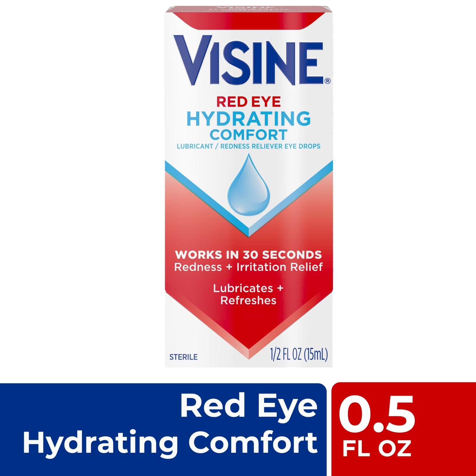 Visine Red Eye Hydrating Comfort Lubricating Eye Drops, 0.28 fl. oz