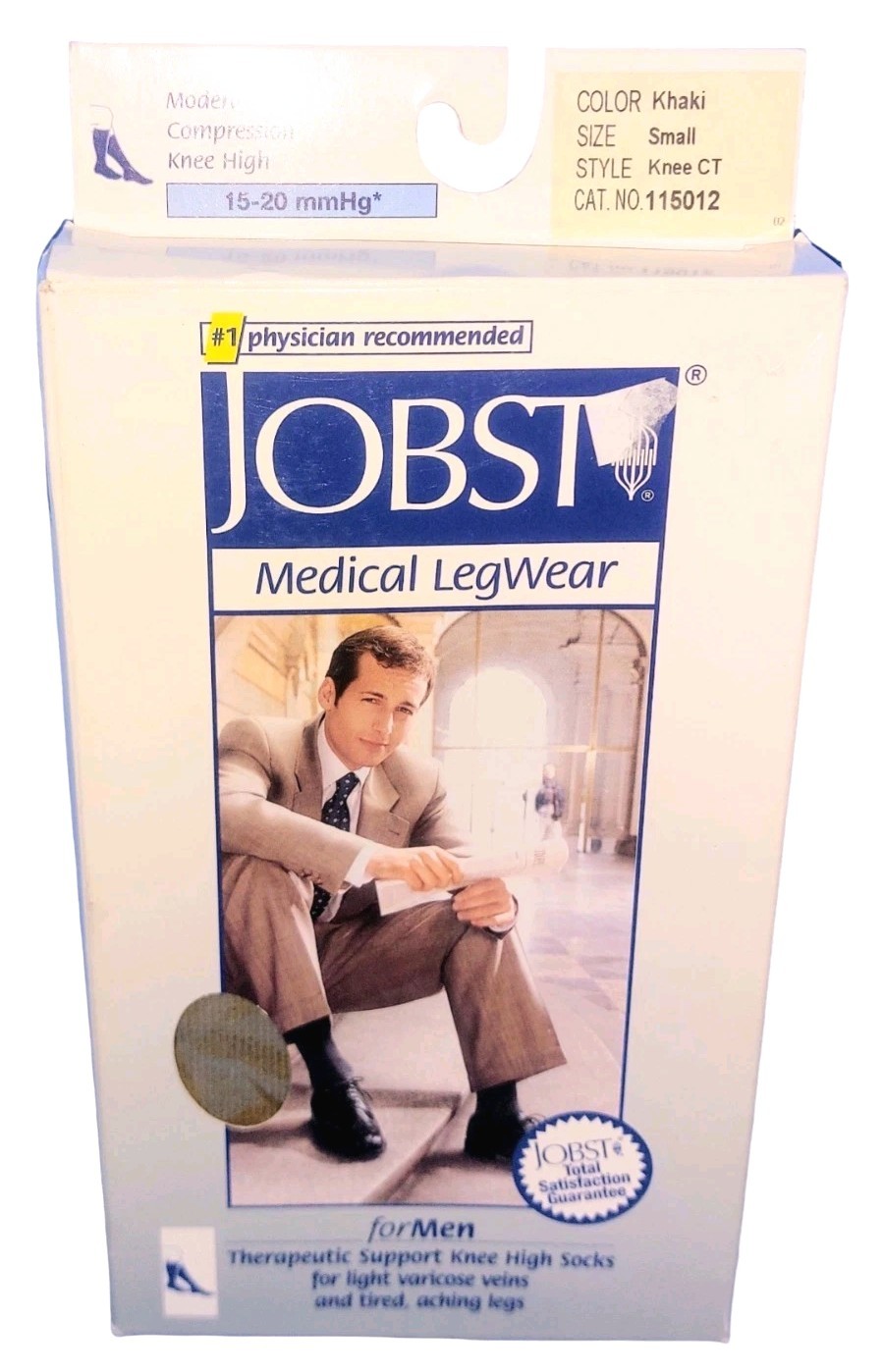 Jobst Mens Compression Knee Socks 15-20 mmHg 115012, KHAKI Size Small NEW OS