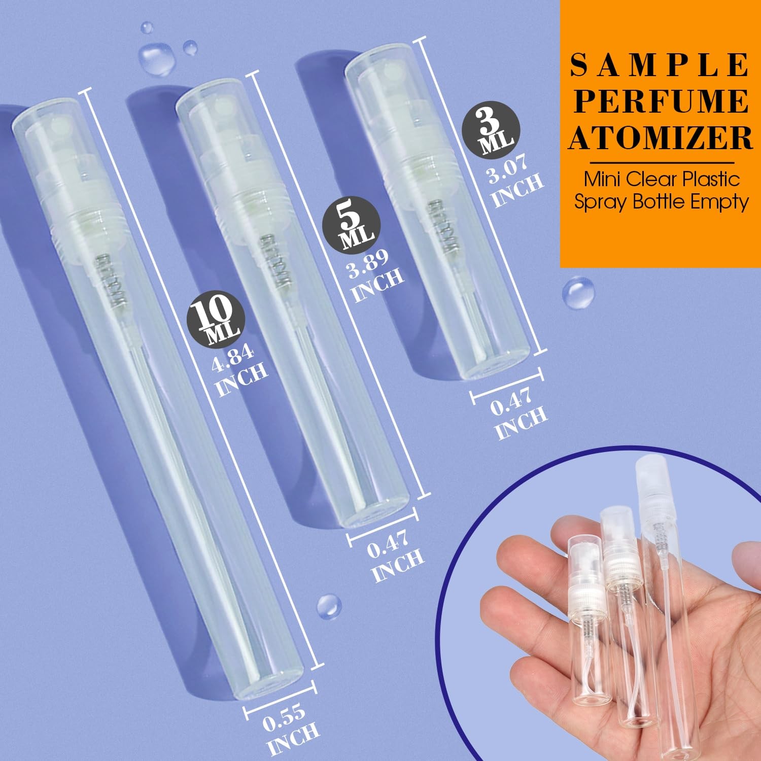 60PCS 5ml Mini Spray Bottle, Small Sample Containers for Perfume