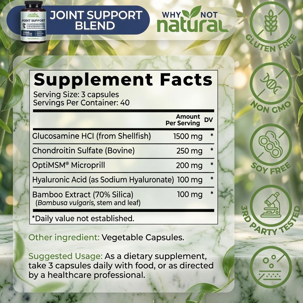 Why Not Natural Joint Support Capsules 120 Ct with Glucosamine Chondroitin MSM