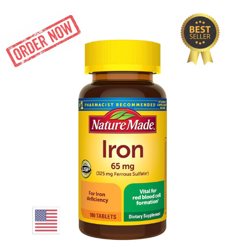Nature Made Iron 65 mg -325 mg Ferrous Sulfate- Tablets, Dietary Supplement
