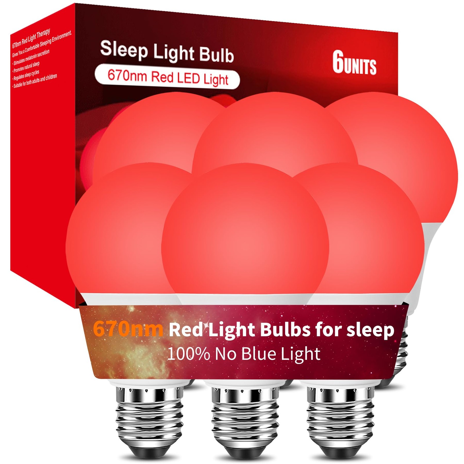 Aogled Red Light Bulbs for Sleep 9W E26, Red Night Light,670nm LED Light Bulb…