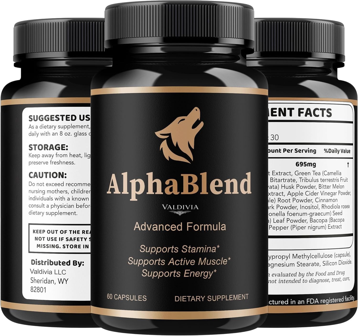 Alpha Blend Men Wellness Supplement Capsules Energy Strength 1 Pack 60Ct