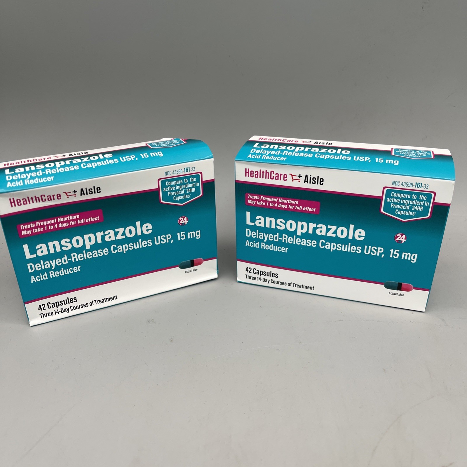 2 Pack Healthcareaisle Lansoprazole 15mg 42 Capsules Acid Reducer OTC Exp 10/26