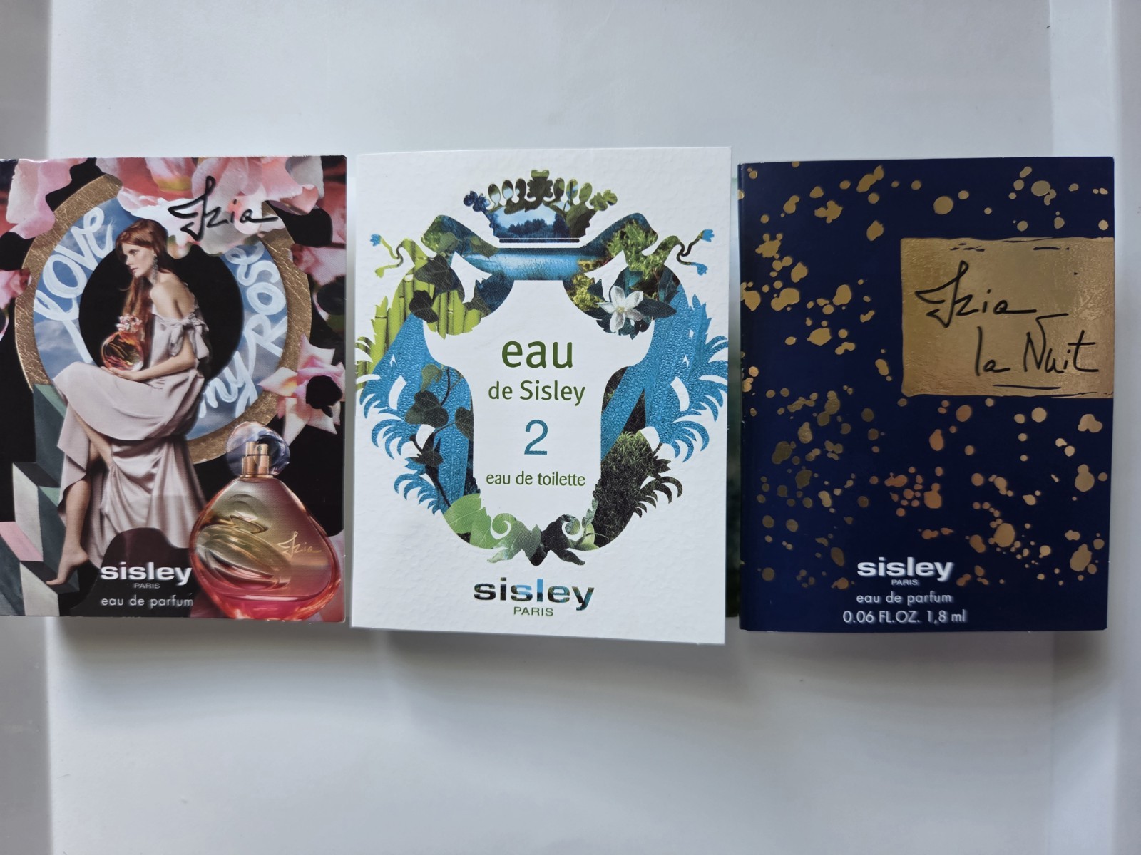 Sisley Perfume Samples IZIA Edp, IZIA La Nuit, & Eau de Sisley 1.8ml/.06oz ea.