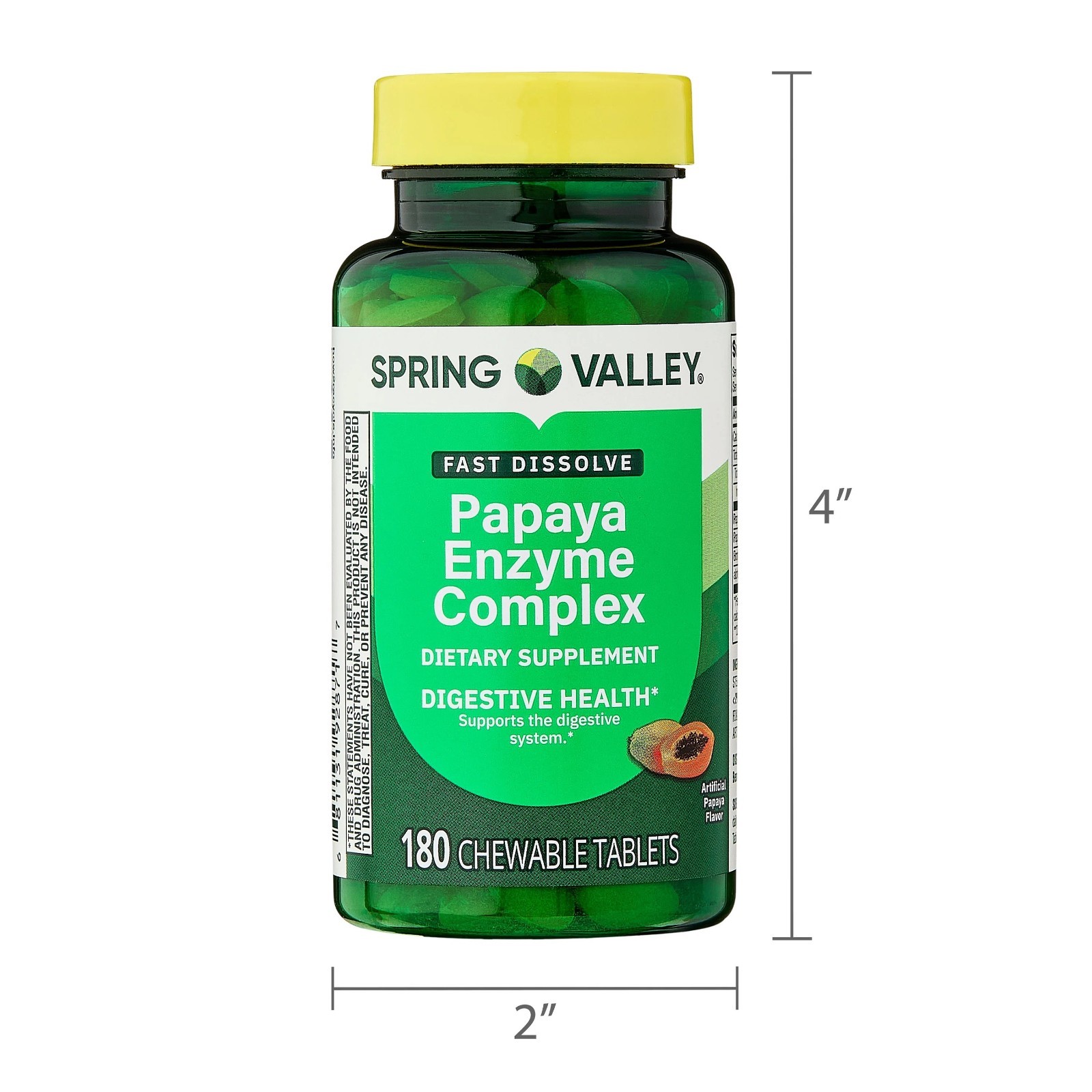 Spring Valley Papaya Enzyme Complex Chewable Tablets Dietary Supplement 2×180 Ct