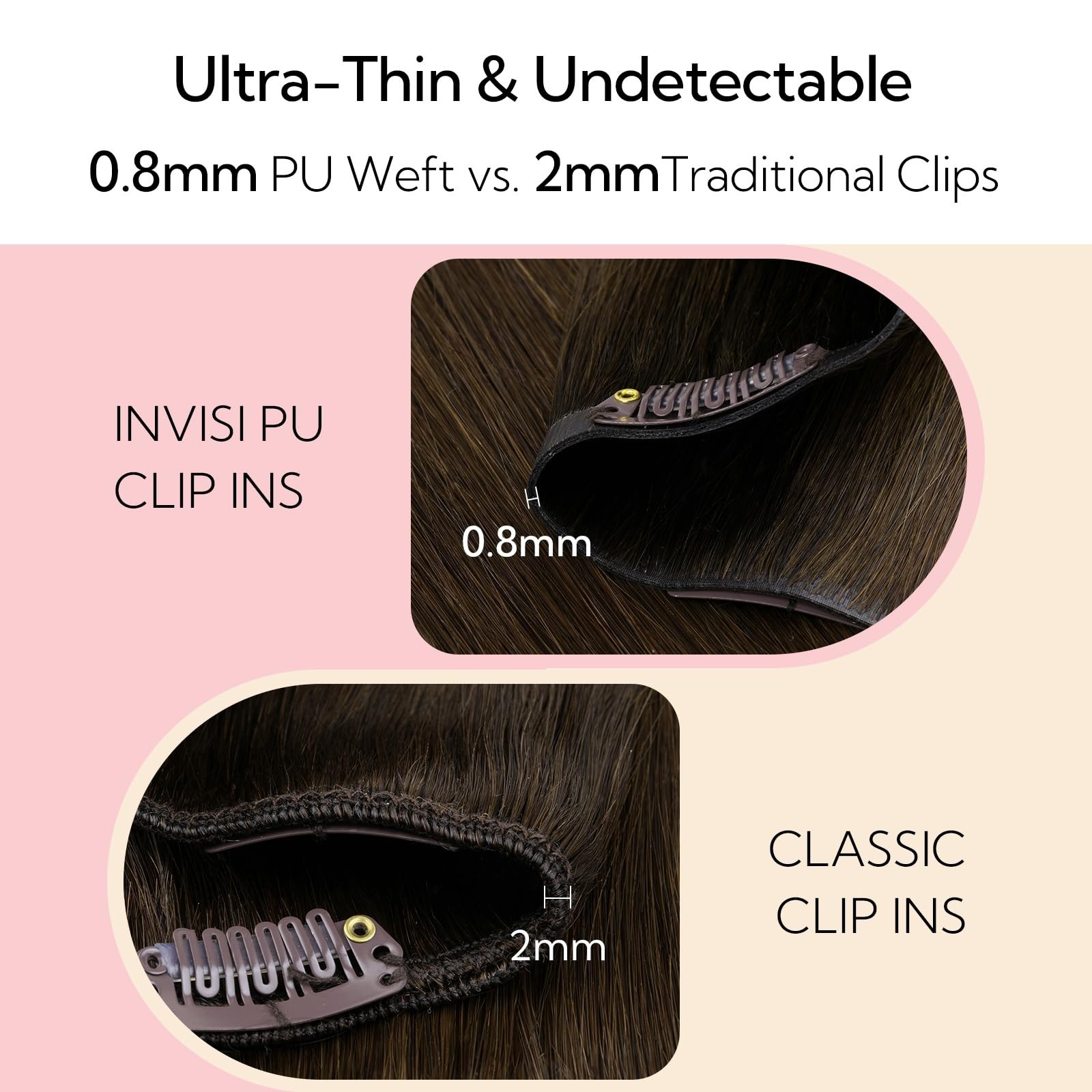 HOTBANANA Invisi Edge Clip in Hair Extensions 12inch 75g 7Pcs Human Hair