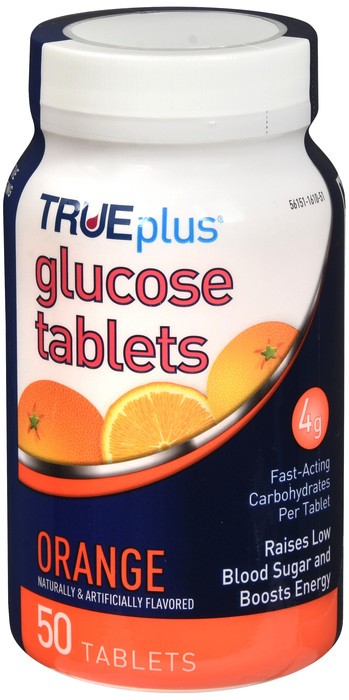 Trueplus Glucose Tablets, Orange – 50Ct