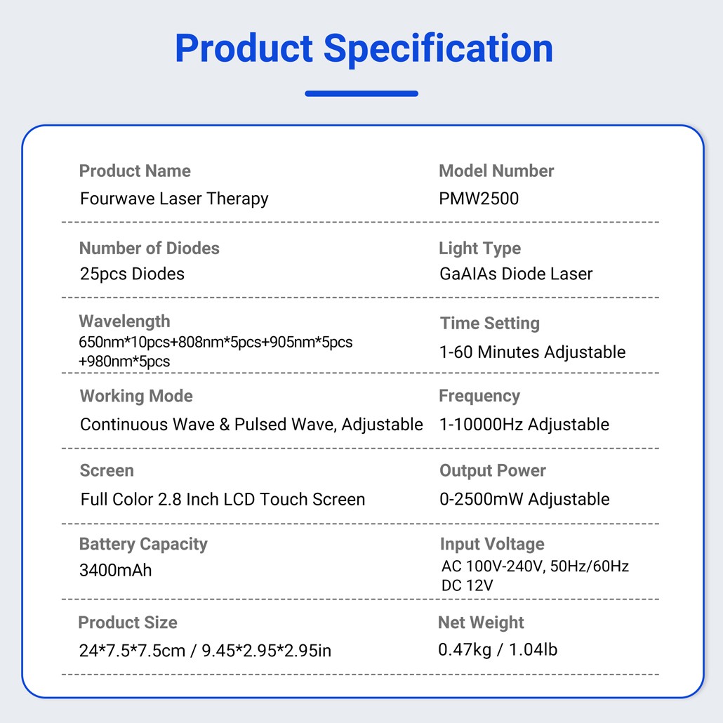 Touchscreen 2.5W Cold Laser Therapy Device for Pain Relief Deep Tissue Human Pet