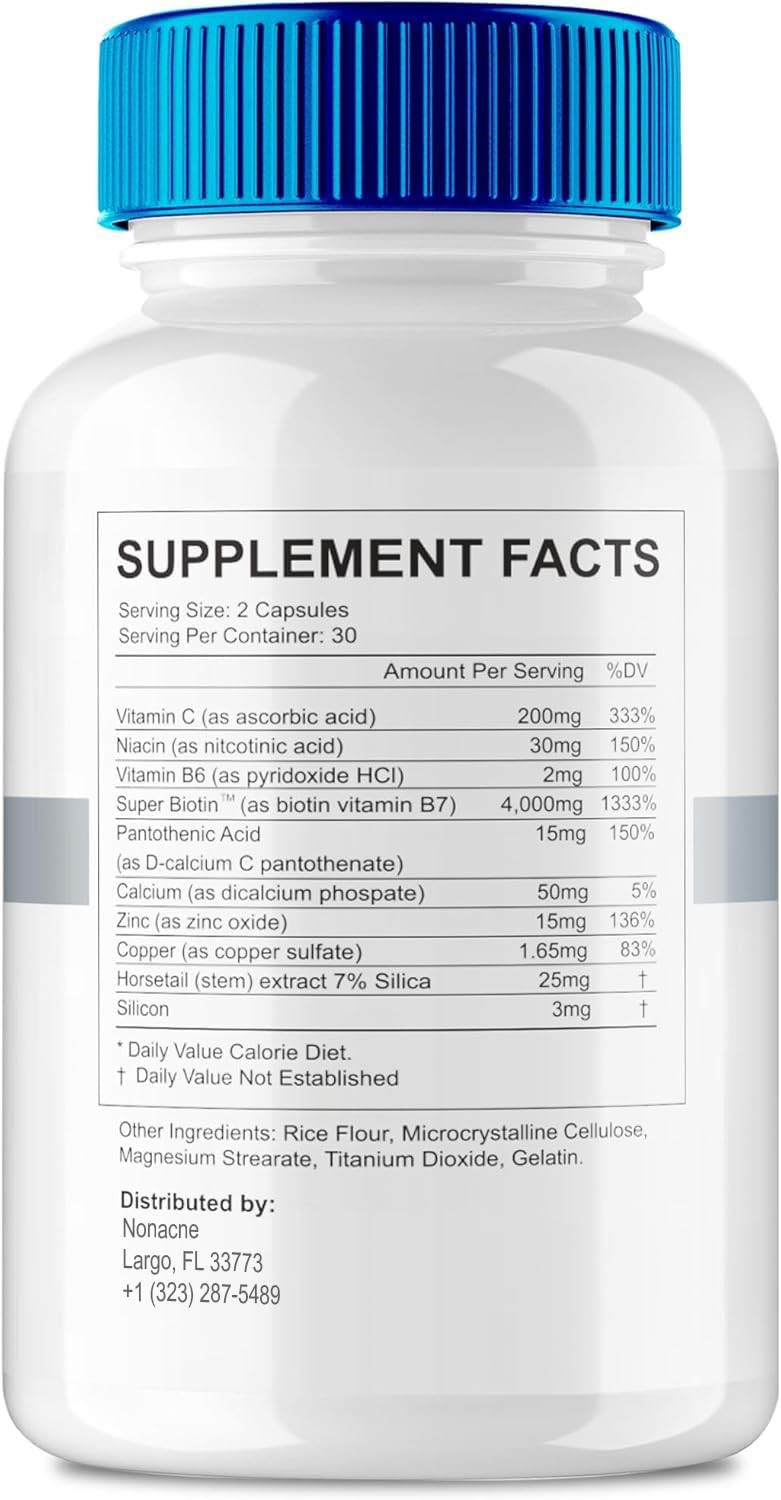 Nonacne Clear Skin Support Supplement Capsules Zinc Acne 1 Pack 60Ct