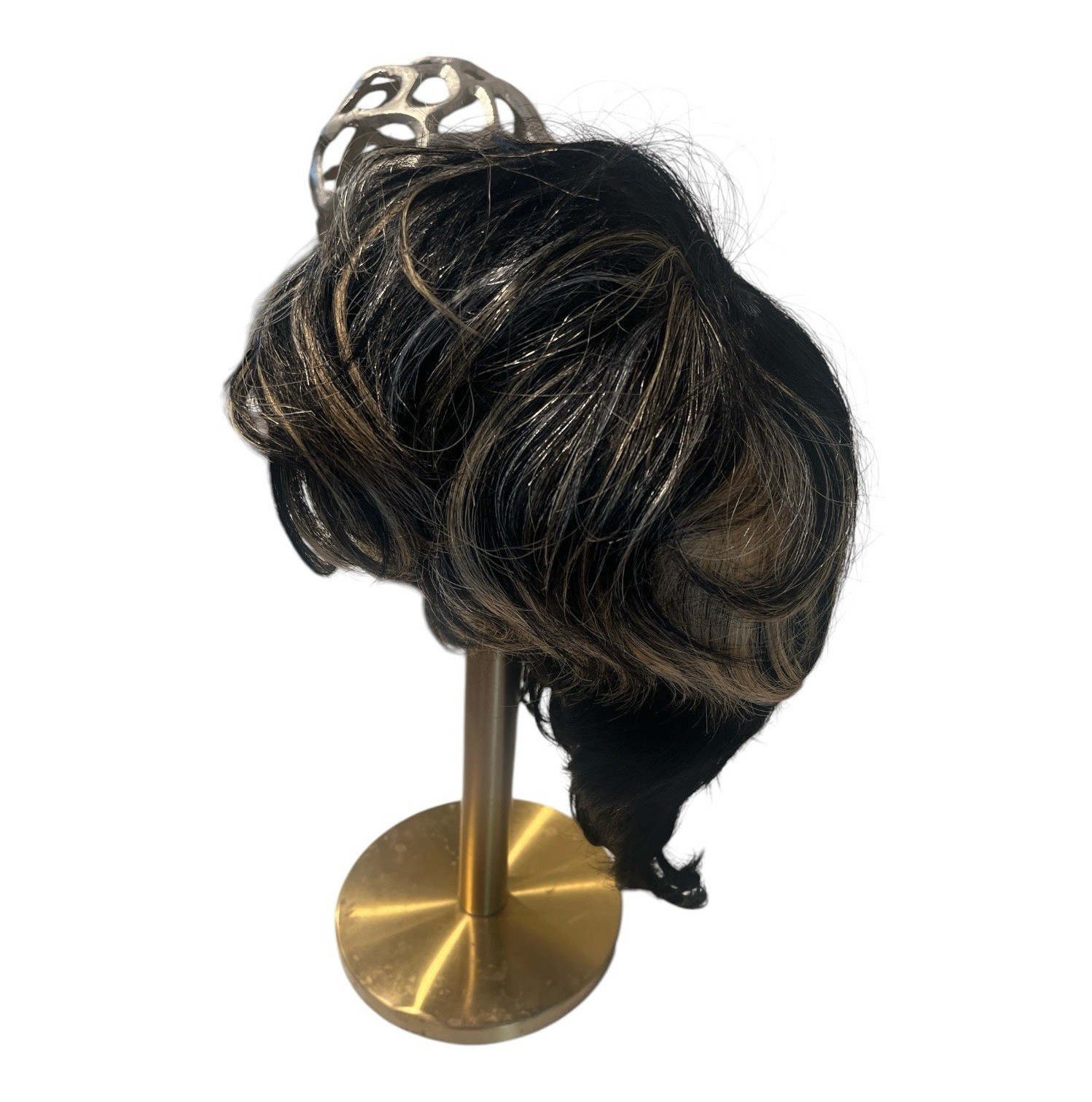 Dark Brown & Gray Two-Tone Wig / Hairpiece, Highlighted Color Blend
