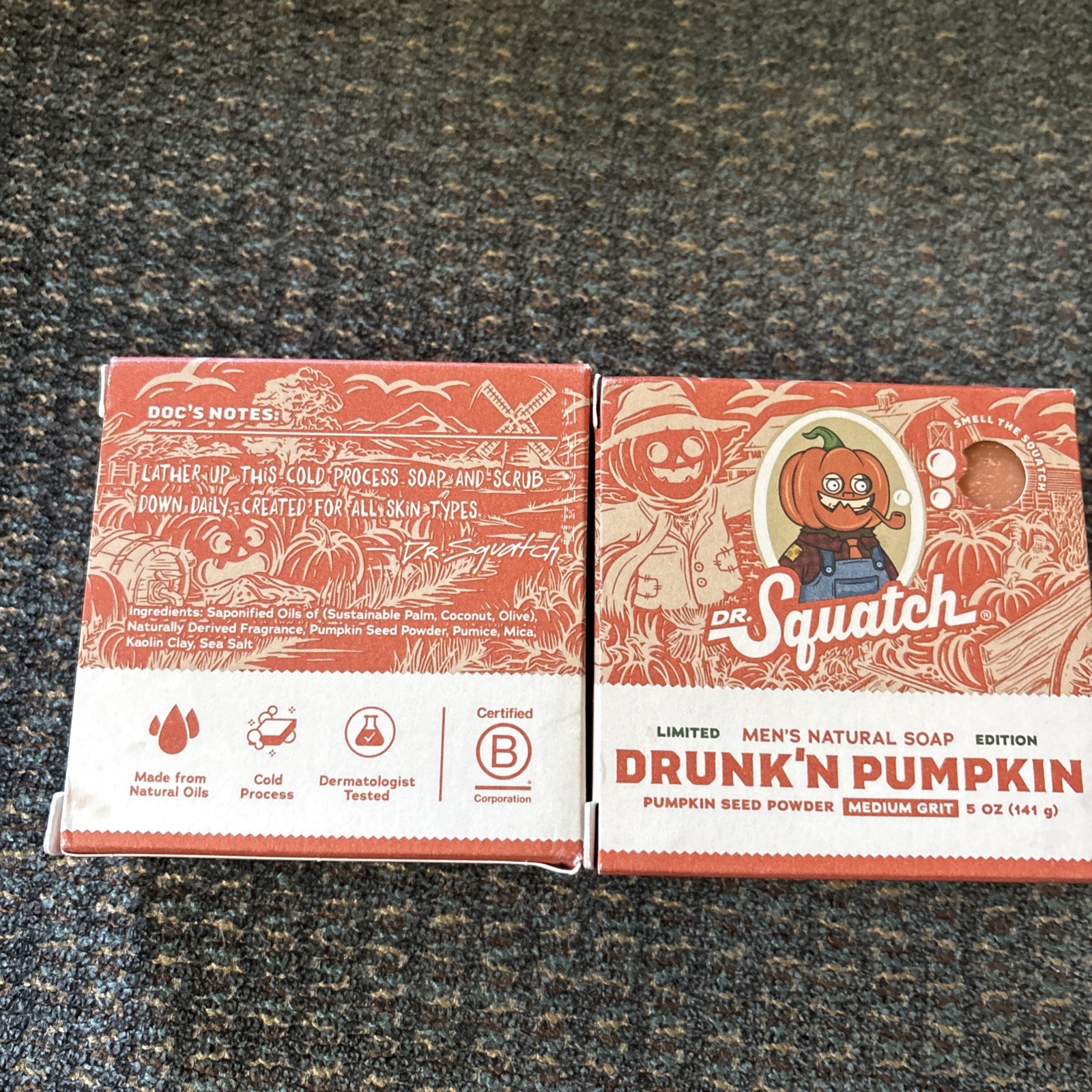 2 Pack Dr. Squatch Drunk’n Pumpkin Drunkin Bar Soap Medium Limited Edition RARE