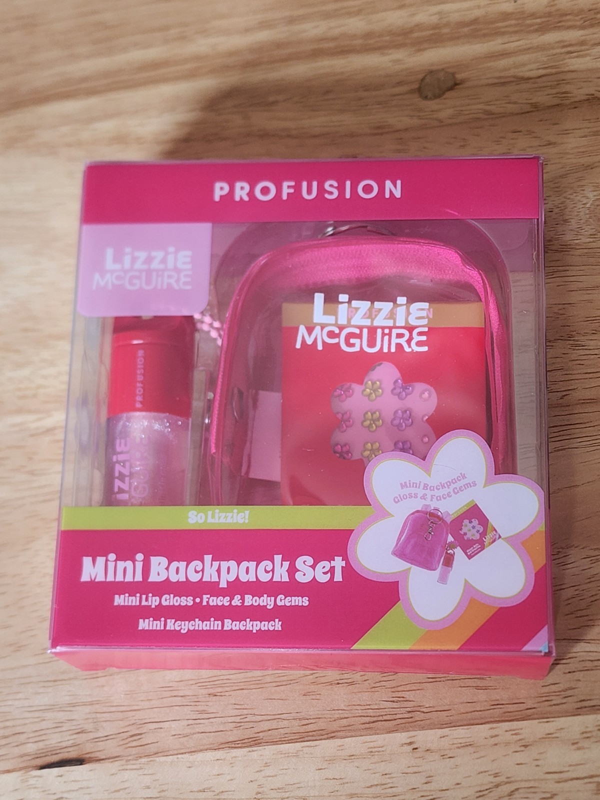 Profusion Lizzie McGuire So Lizzie! Mini Backpack Set Lip Gloss Face & Body Gems