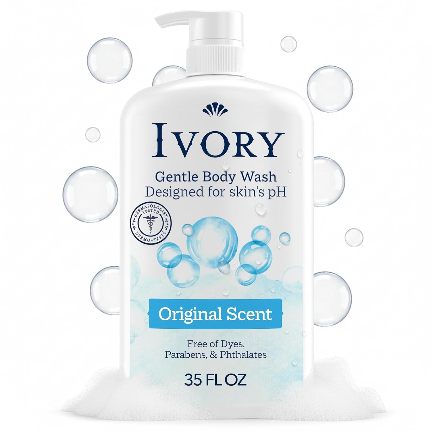 Ivory Body Wash, Designed for the Whole Family, Gentle Formula, Free of Dyes Hea