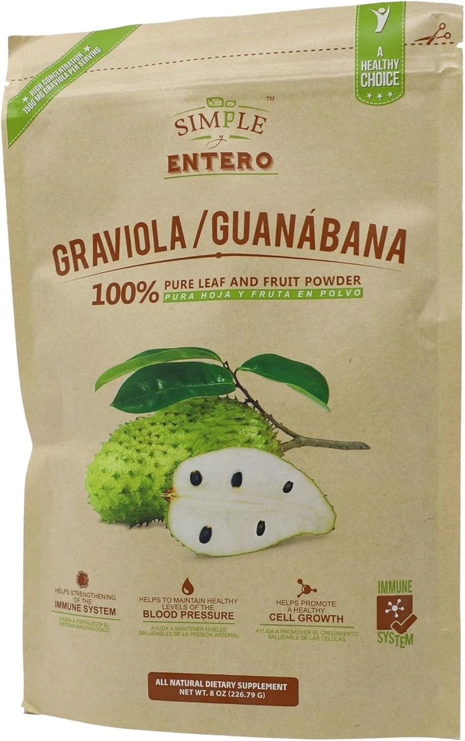 Soursop Leaf & Fruit Powder – Pure Graviola Supplement, High in Vitamins, 8 oz