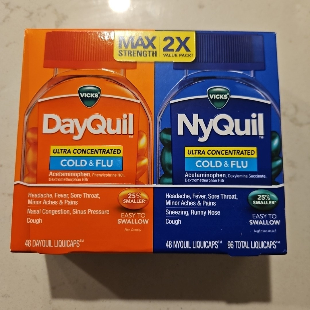 Vicks DayQuil NyQuil Max Strength Value Pack 48 Day + 48 Ny Liquicaps Exp 2026+