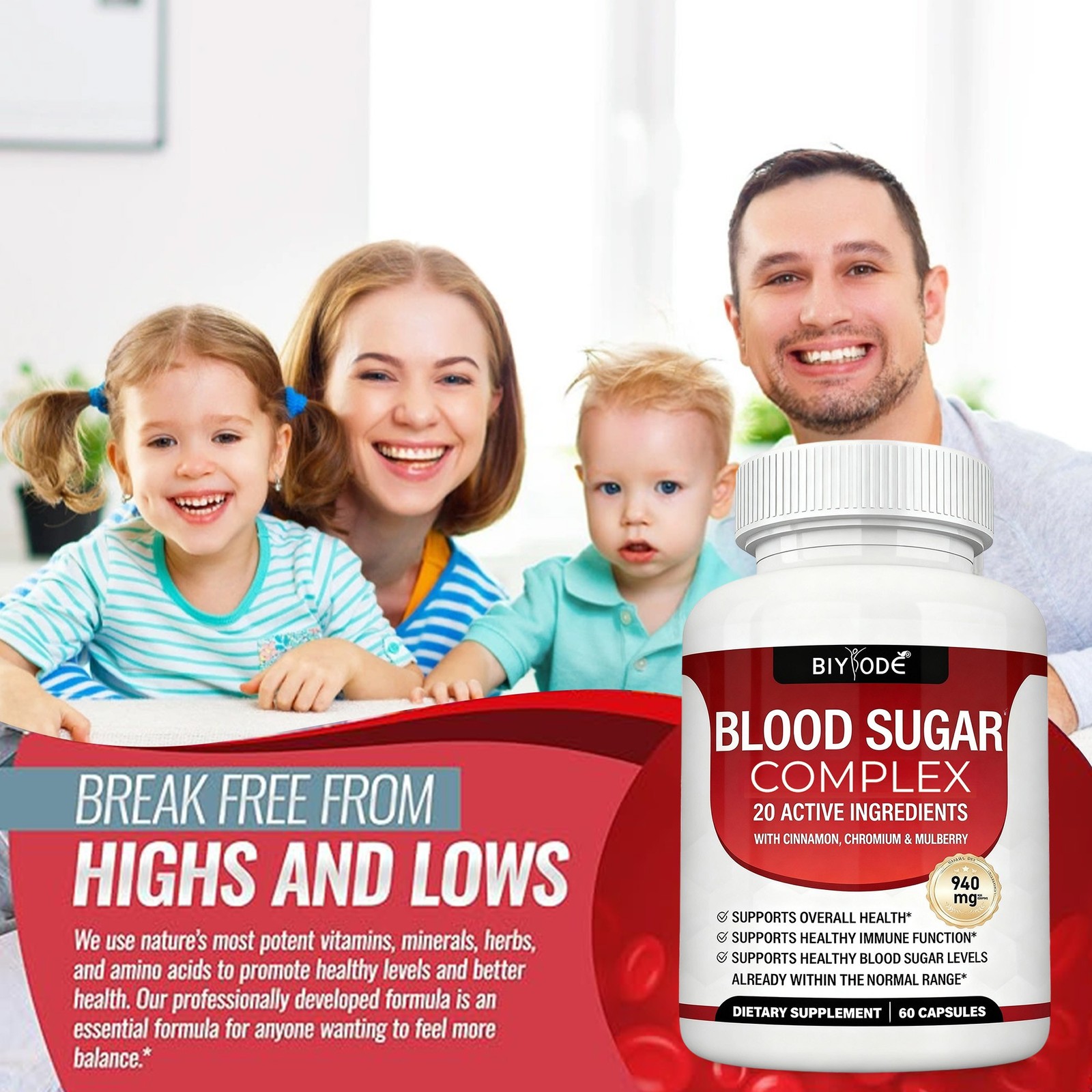 3 Pack Blood Sugar Complex Cinnamon Chromium Bitter Melon 20 Active Ingredients