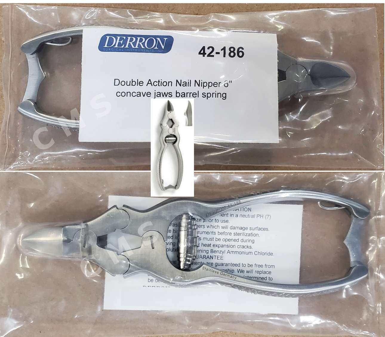 DERRON Nail Nipper 6″ Double Action Concave Jaws Stainless Steel GERMANY 42-186